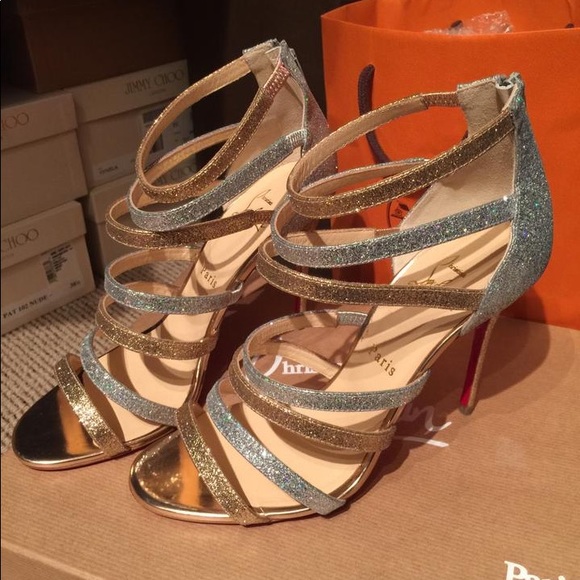 Christian Louboutin Gold Silver Mariniere Glitter - Picture 2 of 13